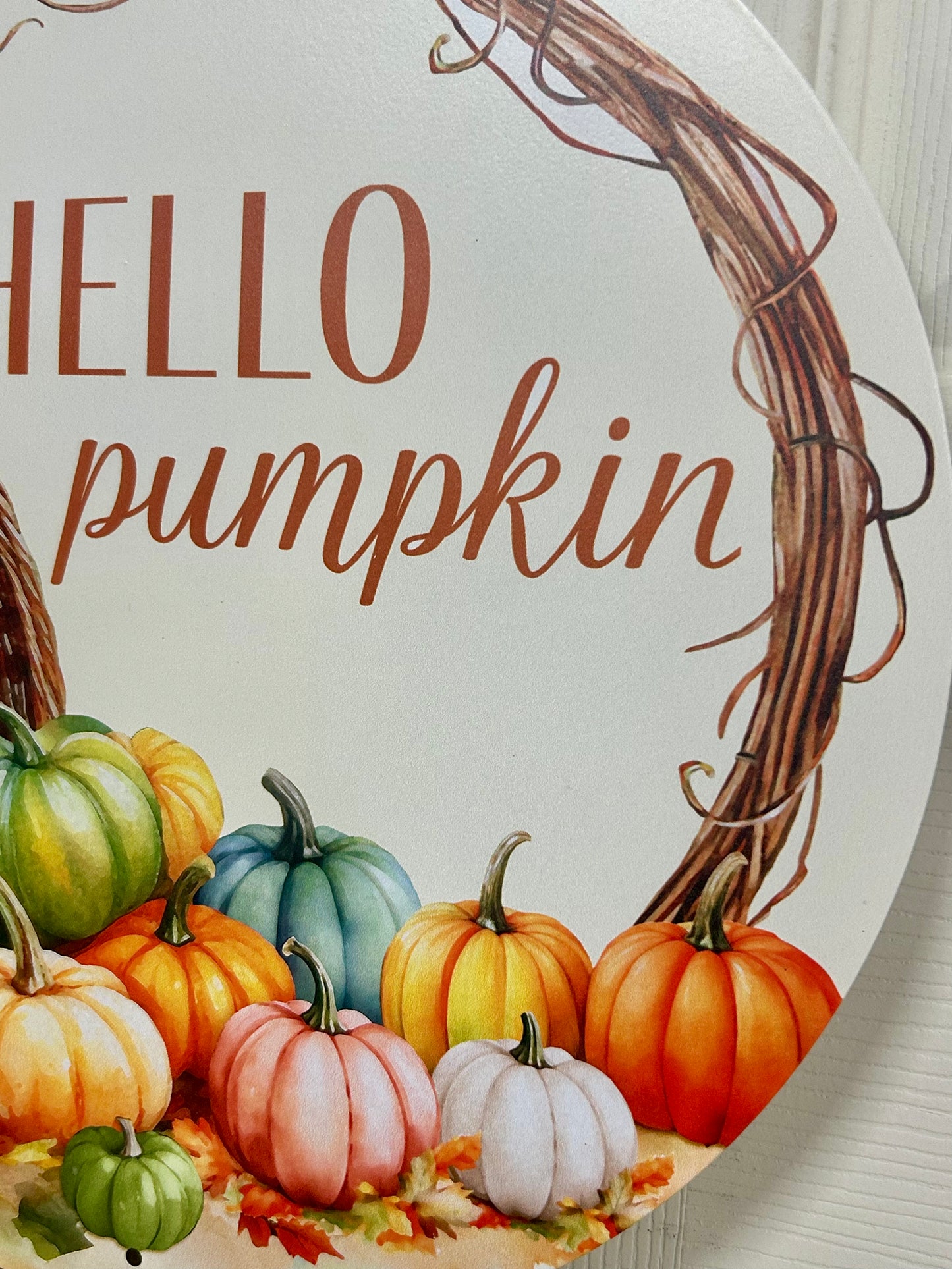 12 Inch Hello Pumpkin Metal Sign