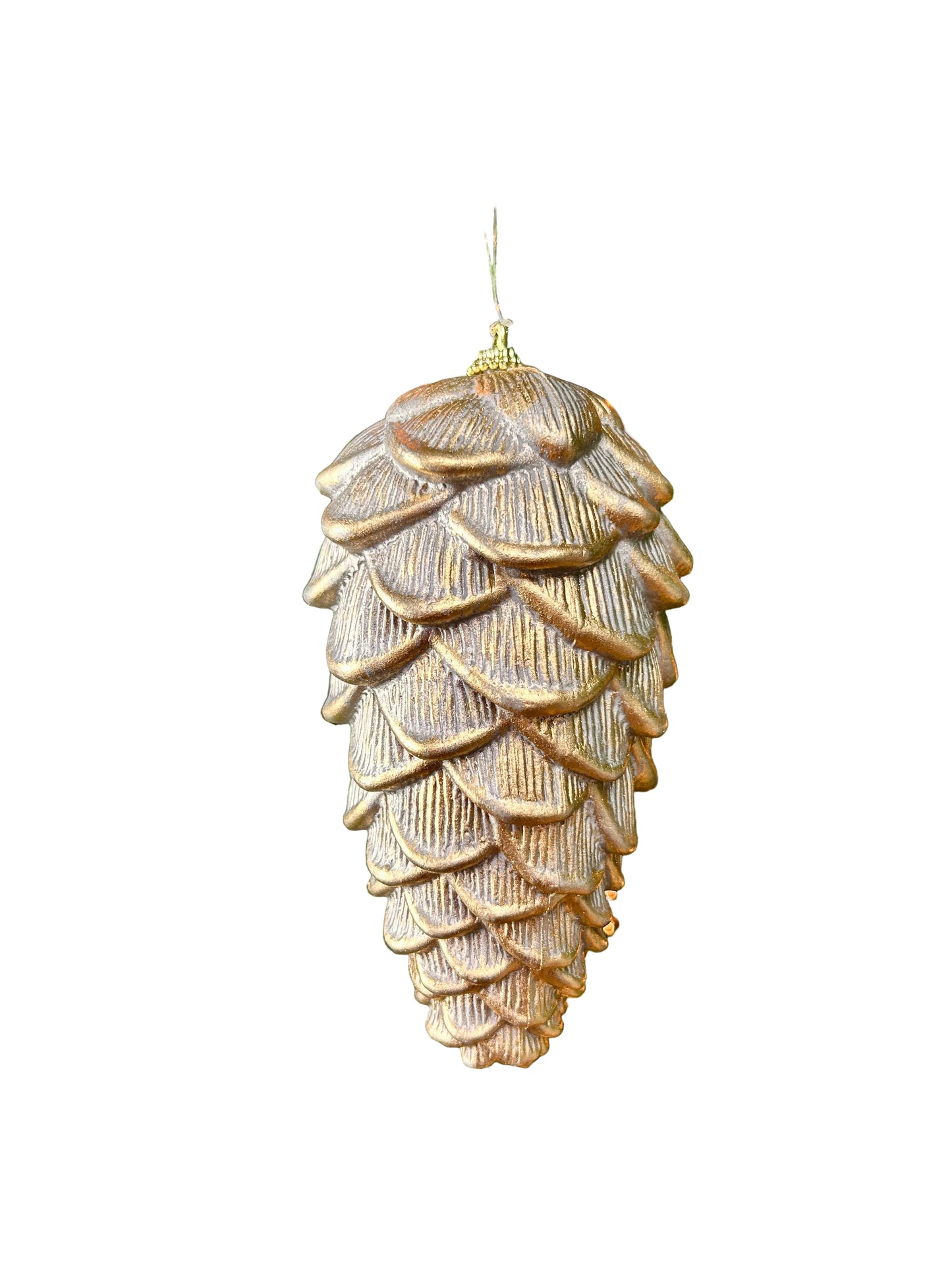 7 Inch Champagne And Gold Pinecone Ornament