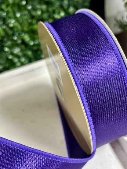 1.5 Inch By 10 Yard Purple Satin Fused Ribbon