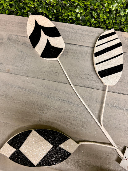30 Inch Black And White Modern Pattered EVA Foam Magnolia Leaf Spray