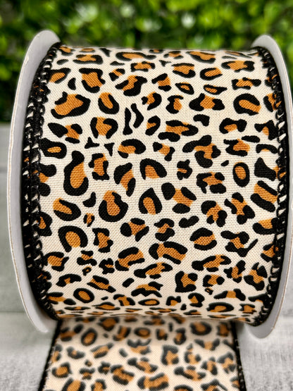 2.5 Inch By 10 Yard Satin Cheetah Ribbon