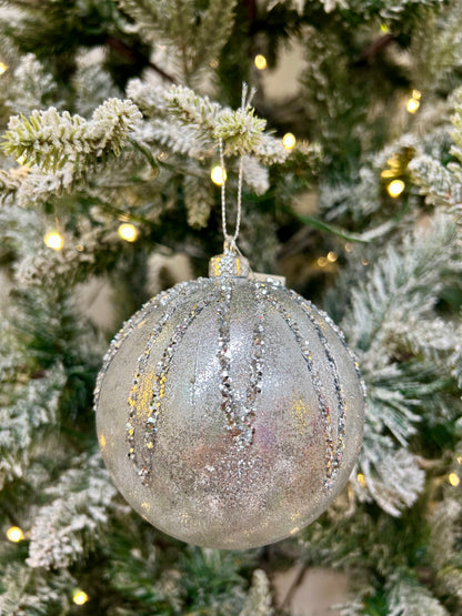 4 Inch Silver Glitter Ball Ornament