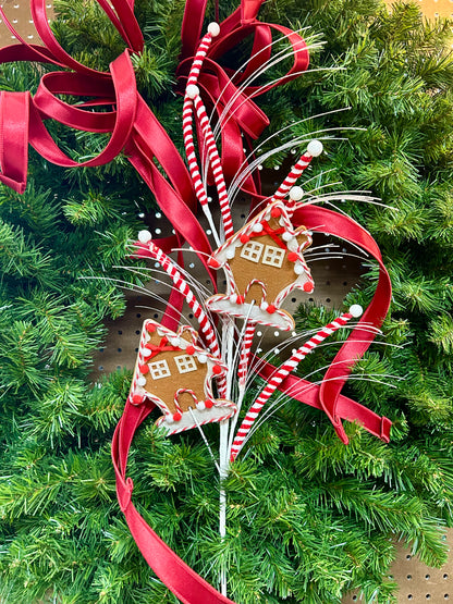 33 Inch Gingerbread House Chenille And Spike Spray