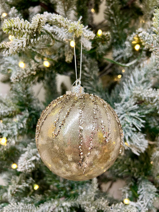 4 Inch Champagne Glitter Ball Ornament