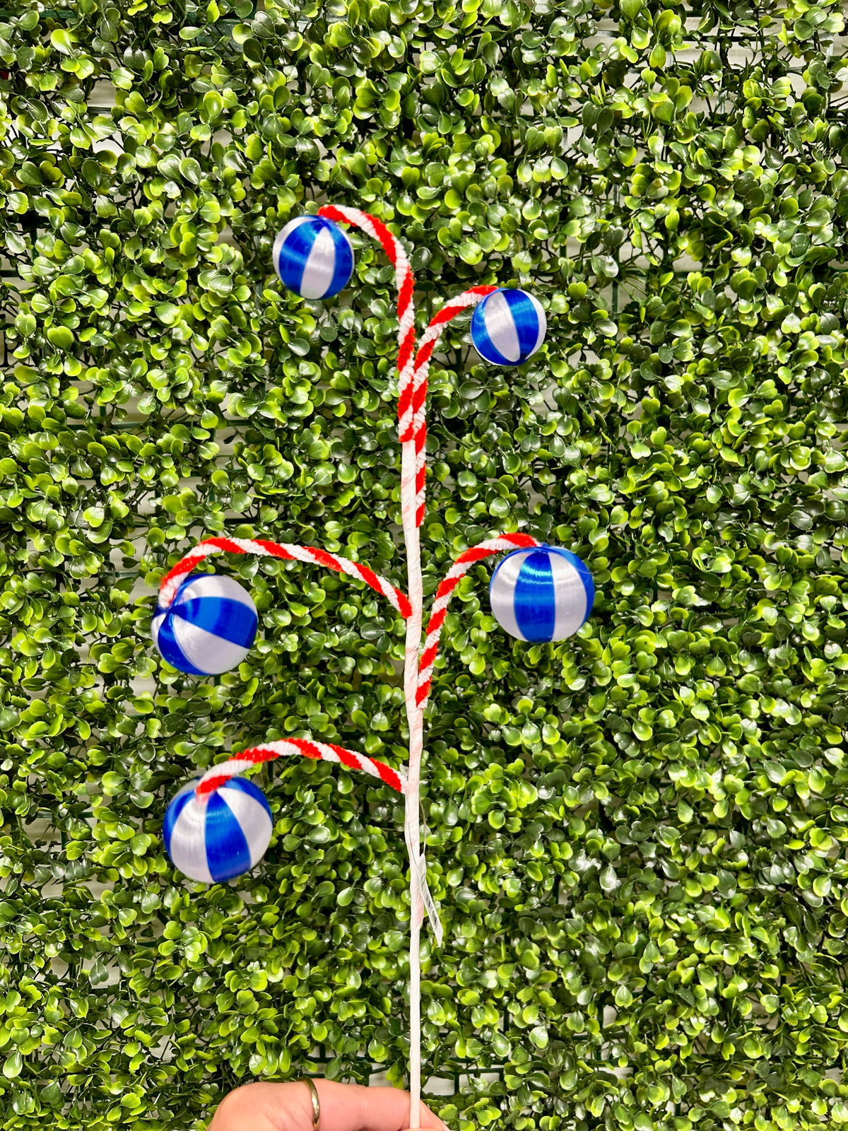 19 Inch Blue And White Ball Ornament Spray