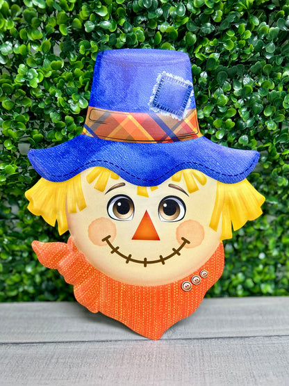 12 Inch Scarecrow With Blue Hat Metal Sign