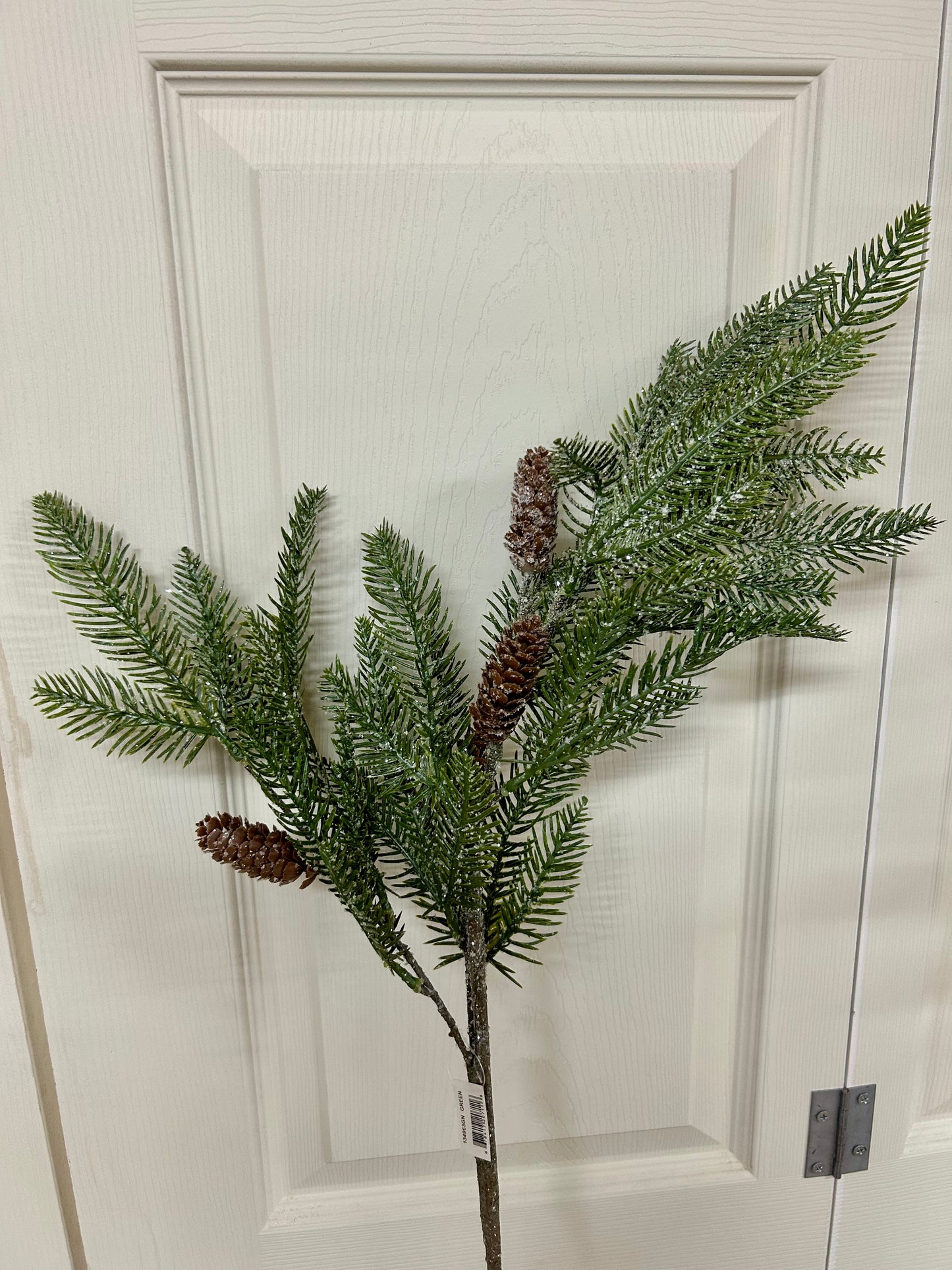 28 Inch Green Glitter Pine And Pinecone Spray