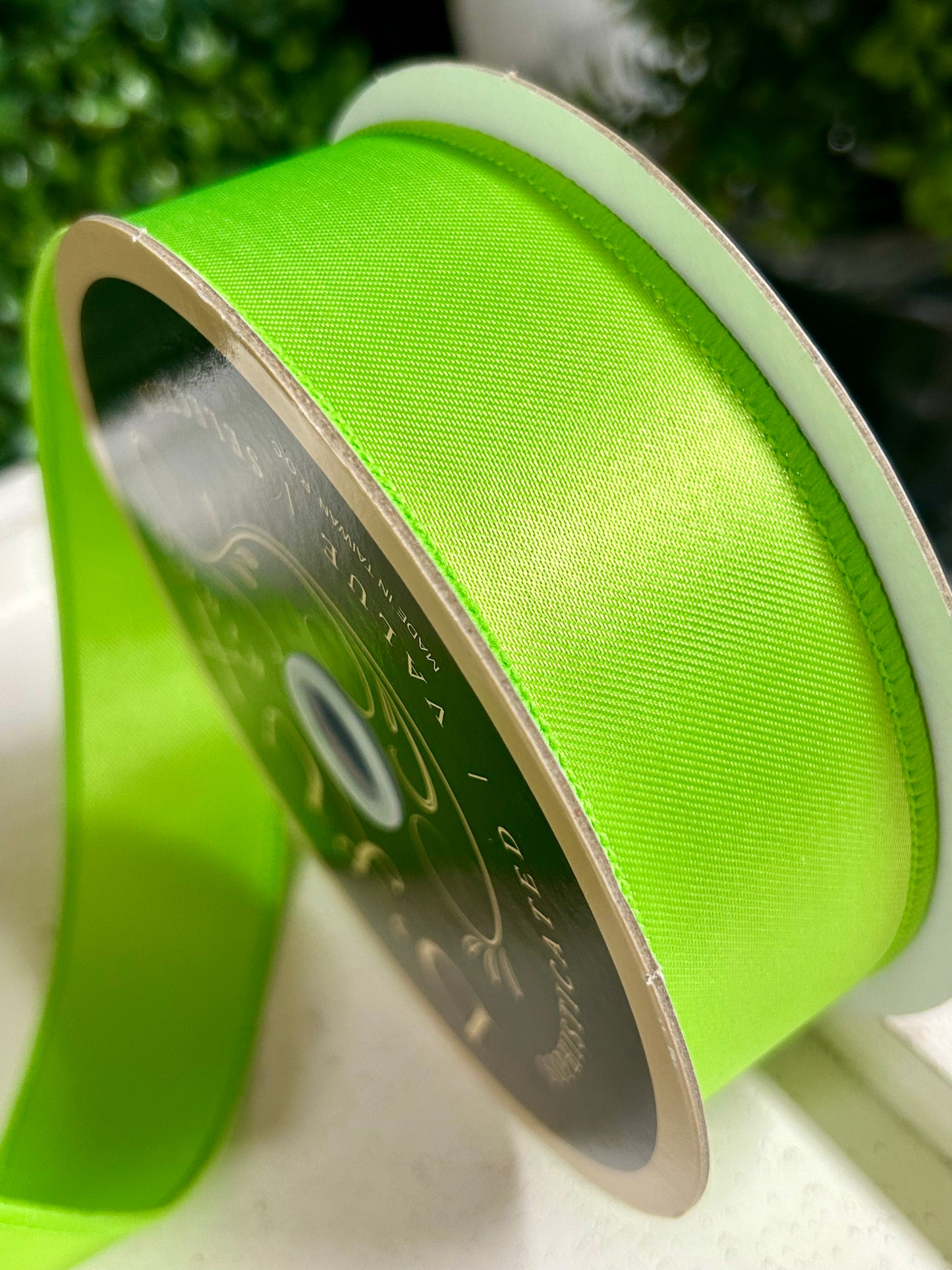 1.5 Inch By 10 Yard Apple Green Satin Fused Ribbon