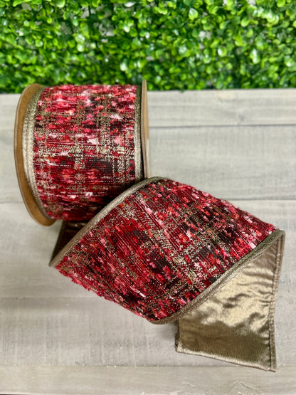 4 Inch By 10 Yard Hot Pink With Metallic Gold Backing Ribbon