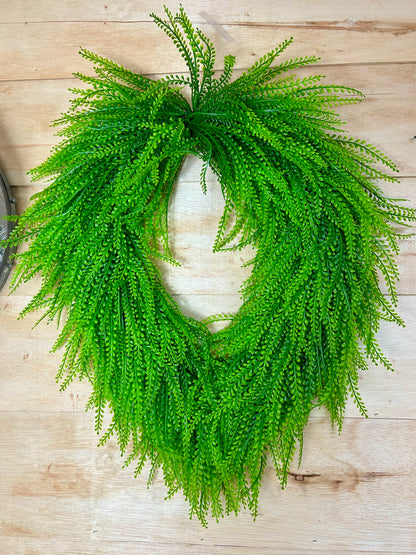 26 Inch Green Bead Grass Oval Wreath