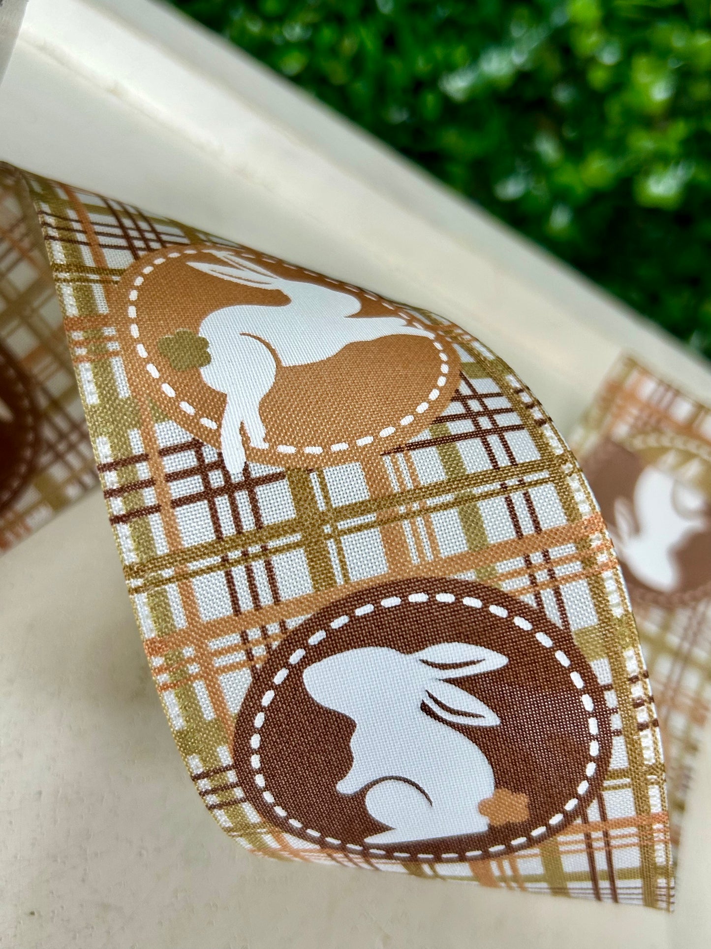 2.5 Inch By 10 Yard Brown Plaid Scrapbook Bunnies Ribbon