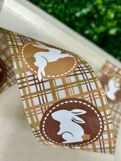 2.5 Inch By 10 Yard Brown Plaid Scrapbook Bunnies Ribbon