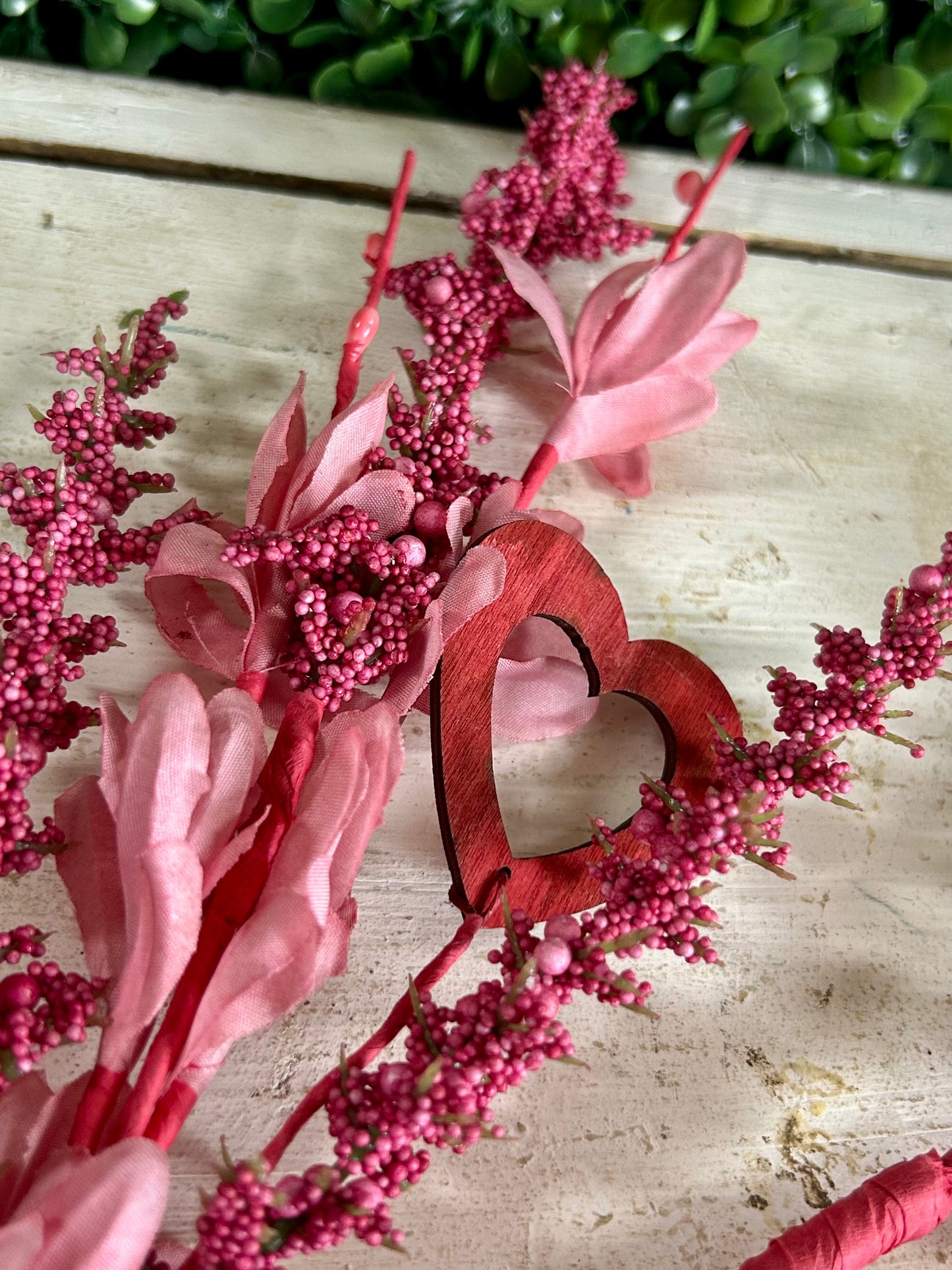 32 Inch Pink Heartfelt Berry And Flower Spray
