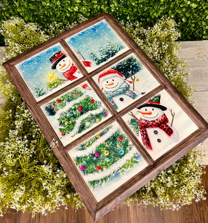 19 Inch Snowmen With Trees Window Sign