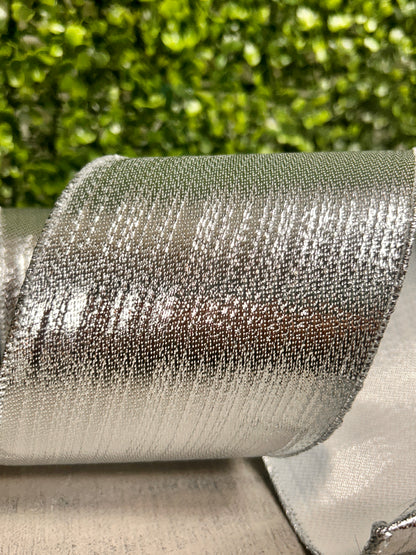 4 Inch By 10 Yard Silver Metallic Ribbon
