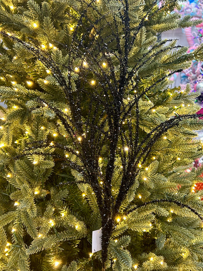 32 Inch Black Glitter Pine Spray