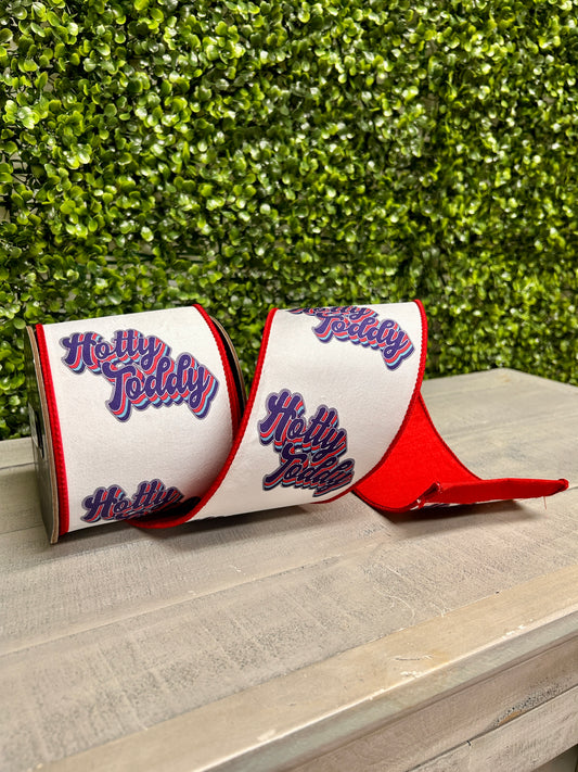 4 Inch By 10 Yard Hotty Toddy Fused Dupioni Backed Wired Edge Ribbon
