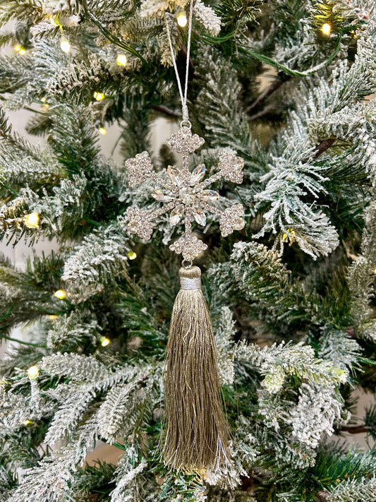 8 Inch Jewel Snowflake Tassel Ornament