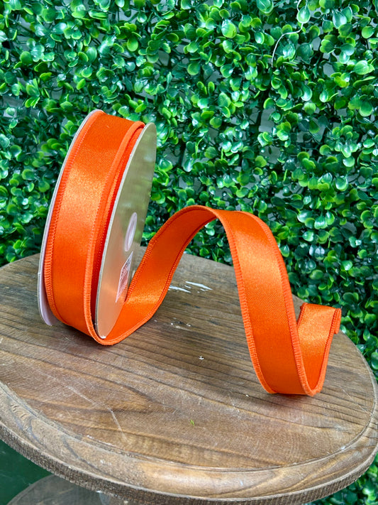 7/8 Inch By 10 Yard Orange Satin Fused Ribbon