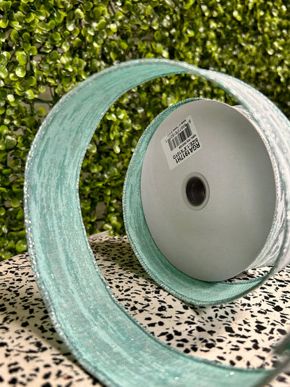 1.5 Inch By 10 Yard Ice Blue White And Silver Glitter Metallic Streaks Ribbon