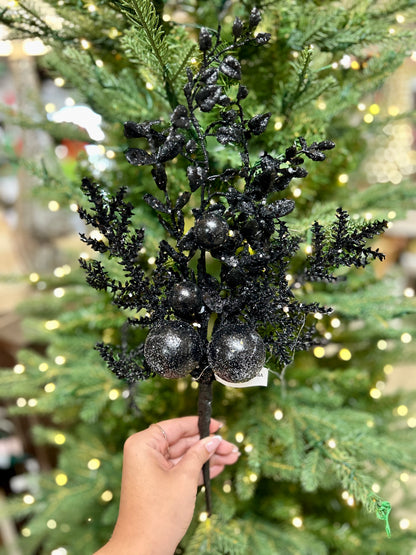 18 Inch Black Ball Berry Spray