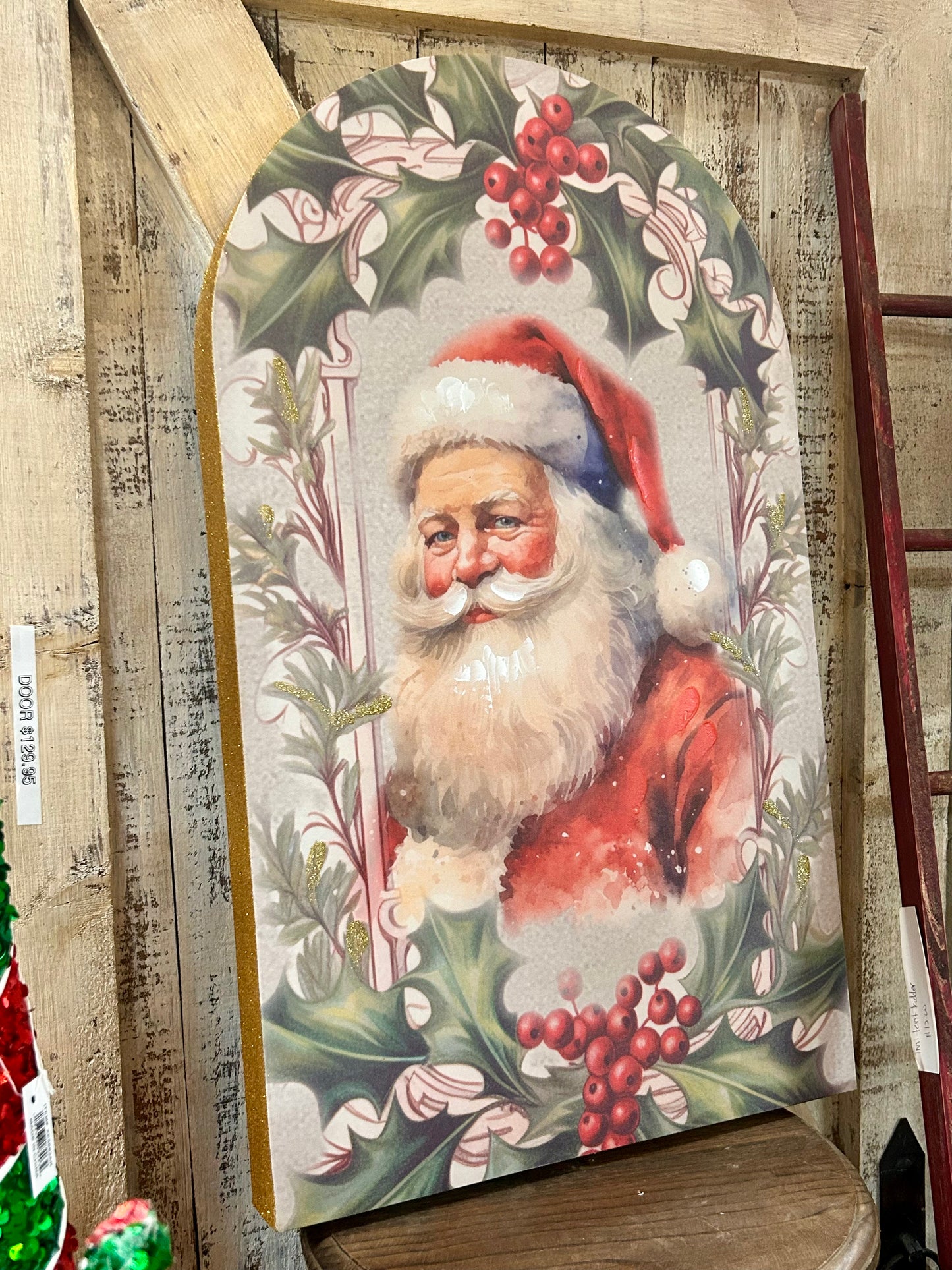 23.5 Inch Glitter Santa Arched Wall Decor Two Styles