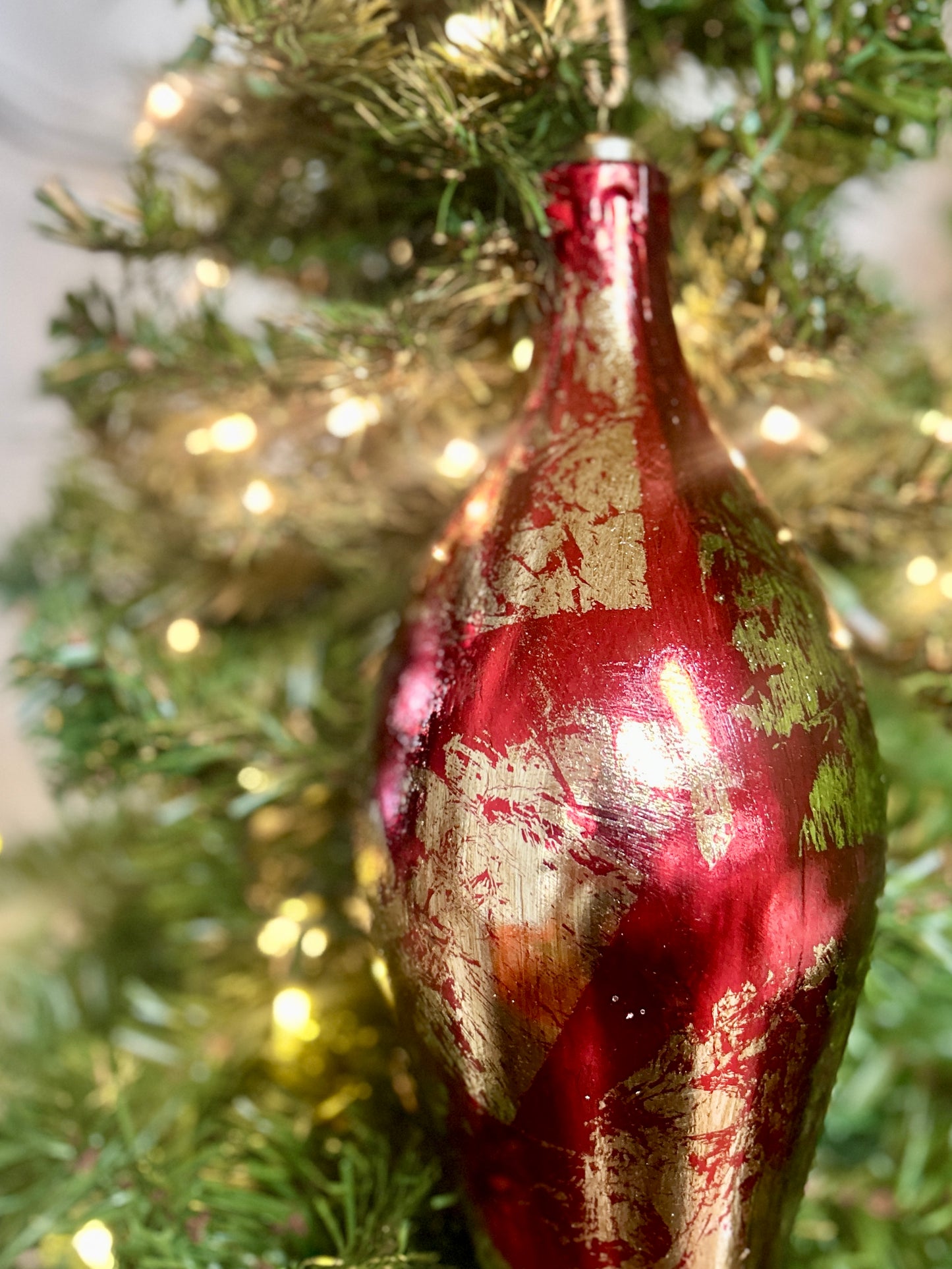 16 Inch Red And Gold Finial Ornament