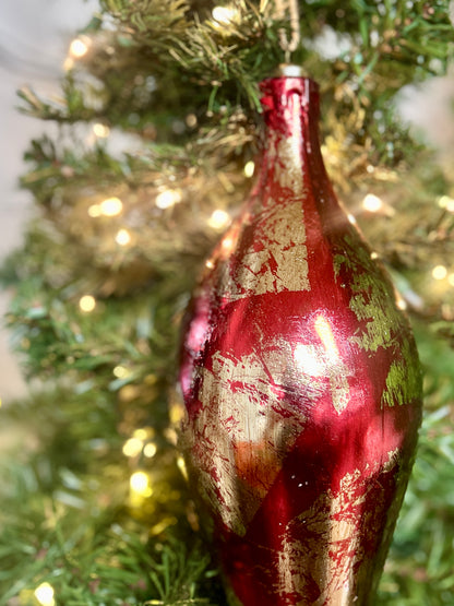 16 Inch Red And Gold Finial Ornament