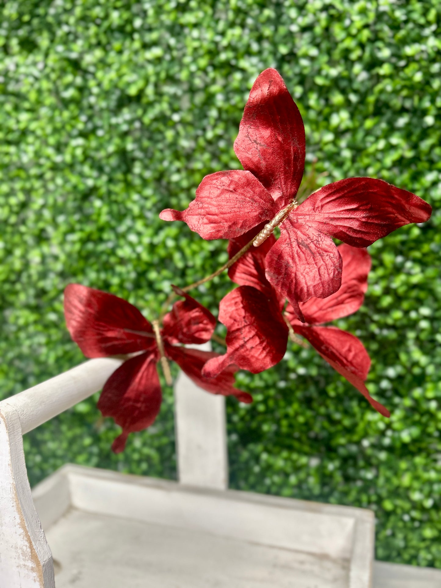 26 Inch Red Metallic Butterfly Spray