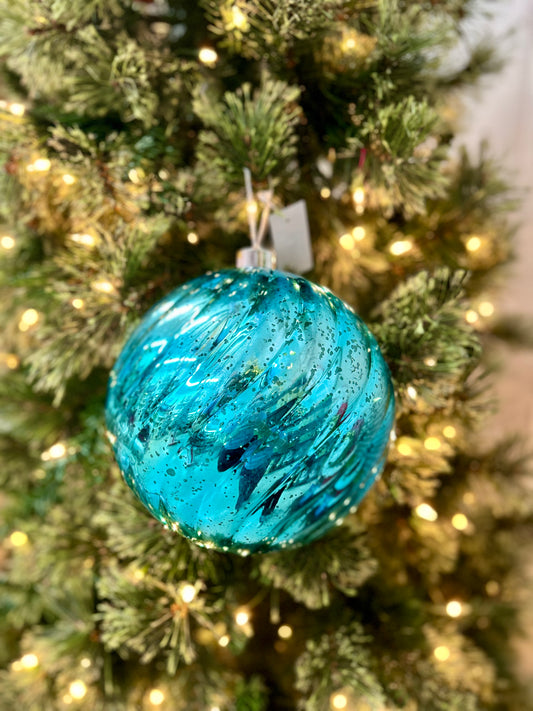 8 Inch Ball Ornament Aqua