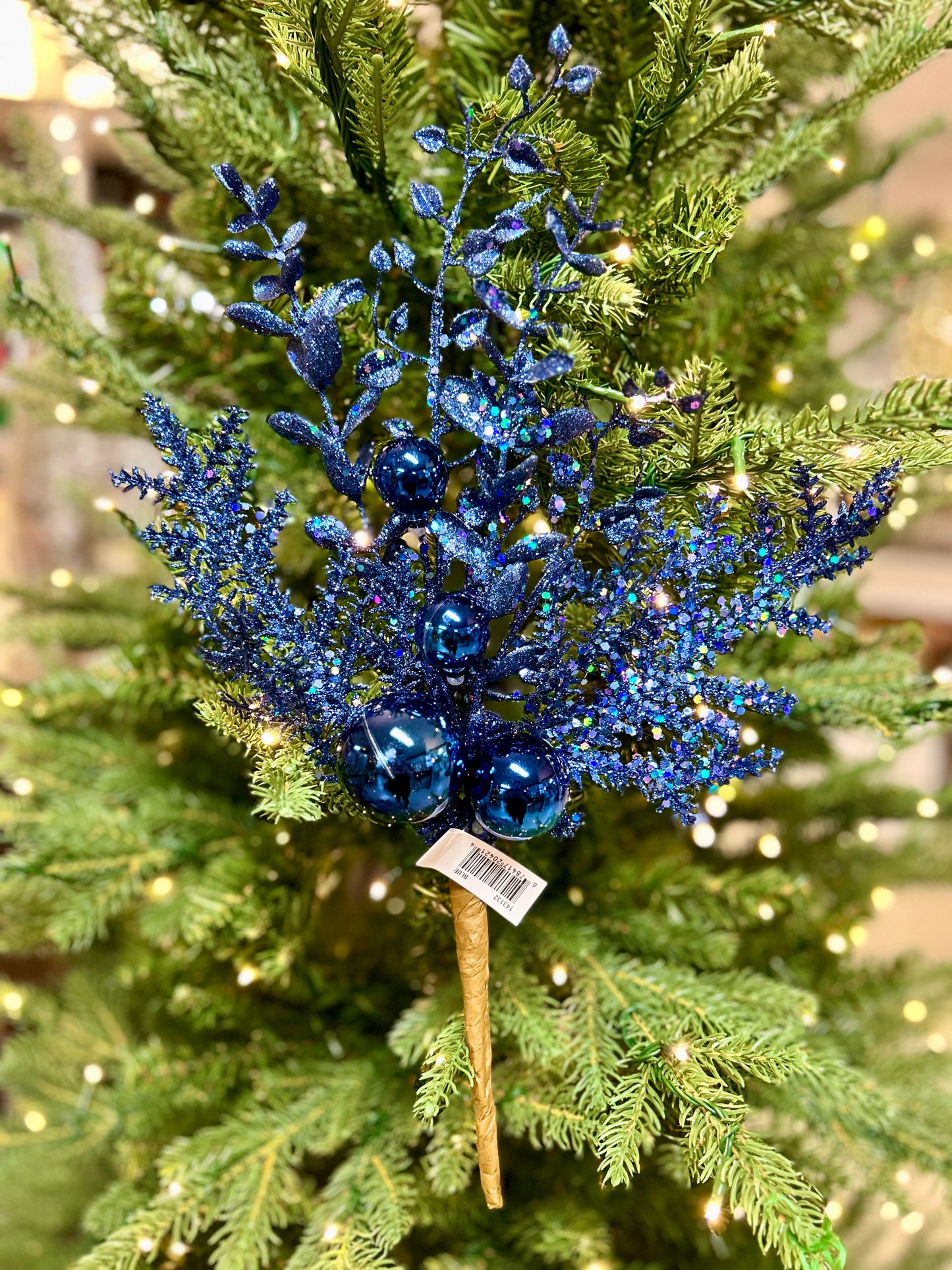 18 Inch Blue Ball Berry Spray