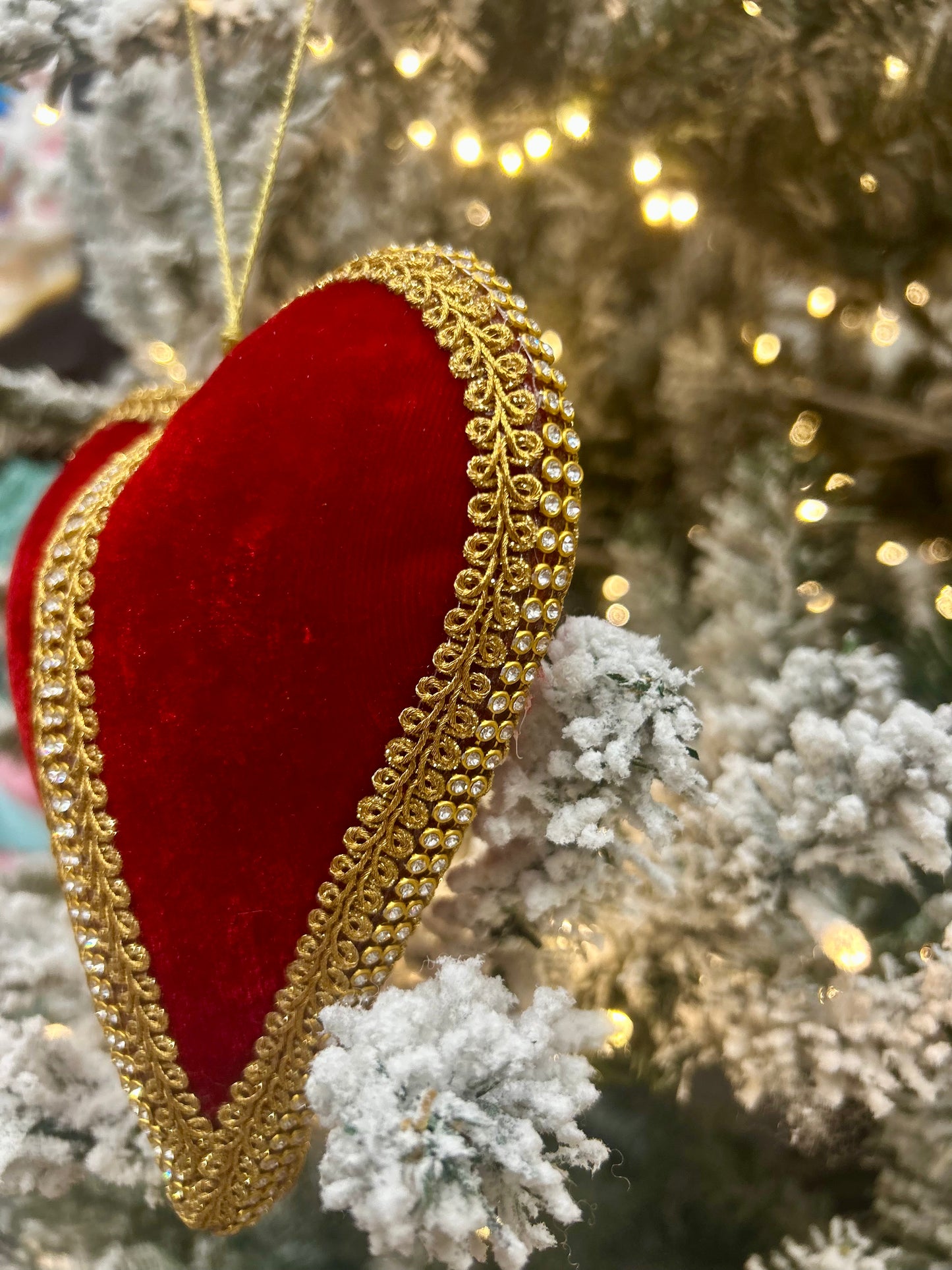 7 Inch Red Velvet Heart Ornament