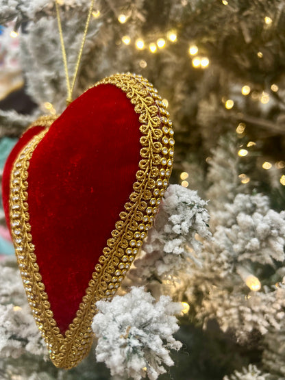 7 Inch Red Velvet Heart Ornament