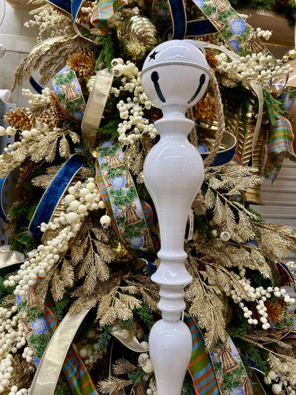 23 Inch Metal Gold And White Bell Top Finial Ornament Two Styles