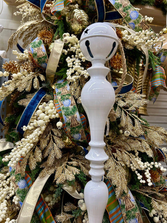 23 Inch Metal Gold And White Bell Top Finial Ornament Two Styles