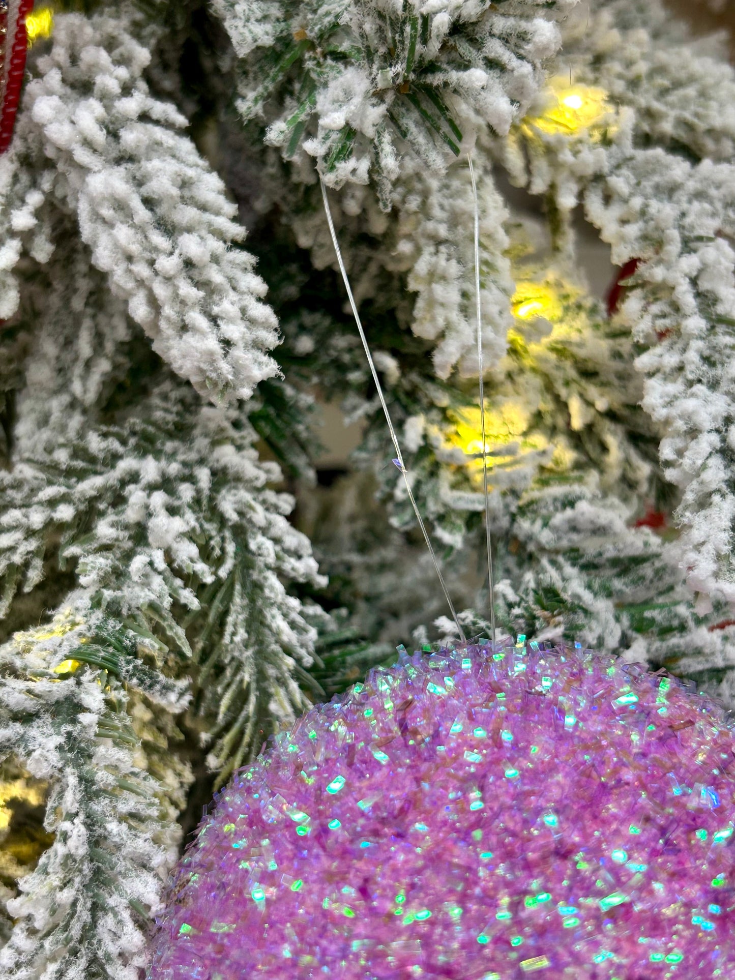 4 Inch Lavender Foil Glitter Ball Ornament