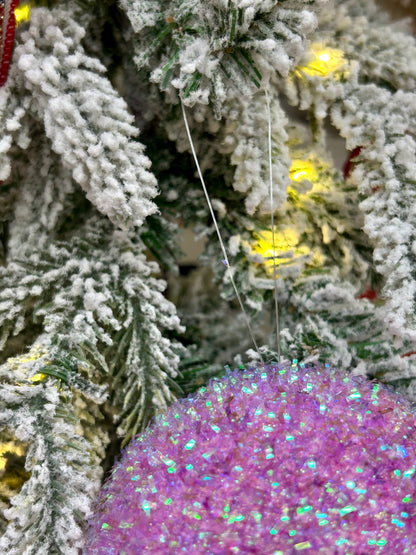 4 Inch Lavender Foil Glitter Ball Ornament