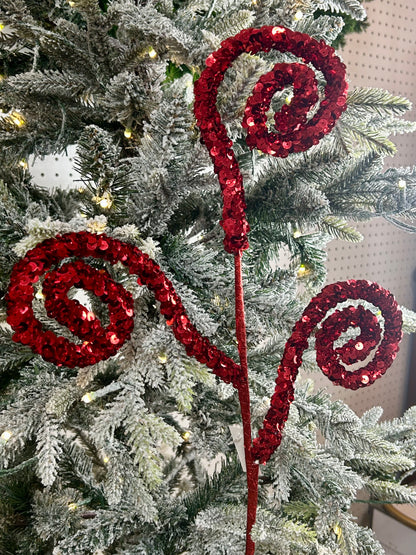 27 Inch Red Sequin Coil Spray