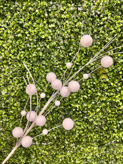 27 Inch White Mixed Size Glittered Ball Spray