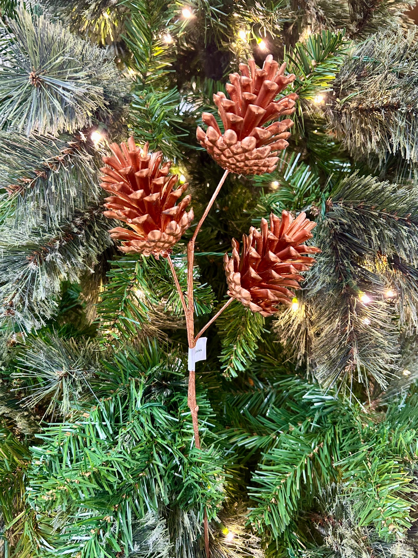 17 Inch Copper Artificial Pinecone Spray