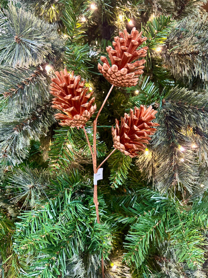 17 Inch Copper Artificial Pinecone Spray