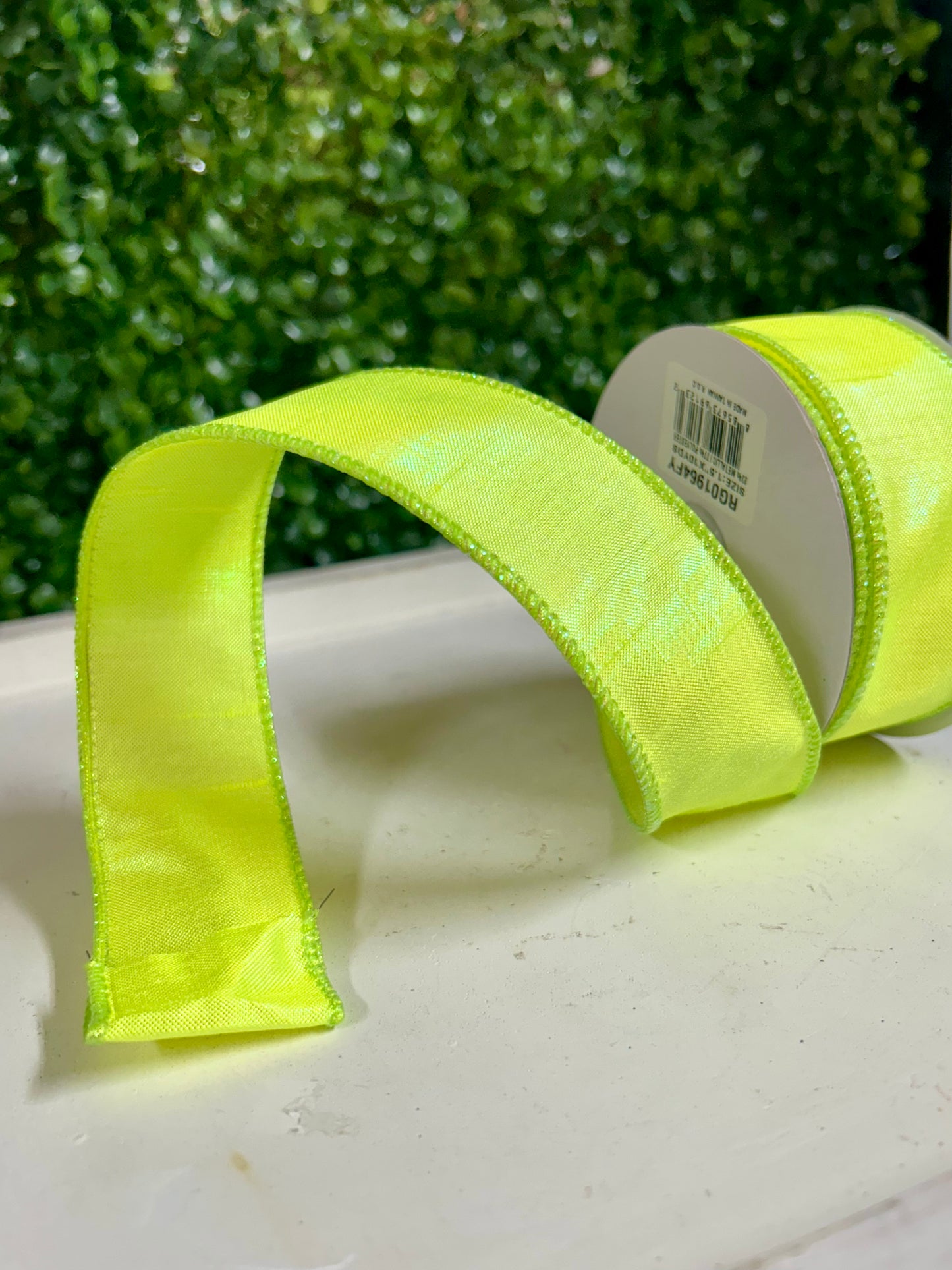 1.5 Inch By 10 Yard Iridescent Yellow Chartreuse Dupioni Ribbon