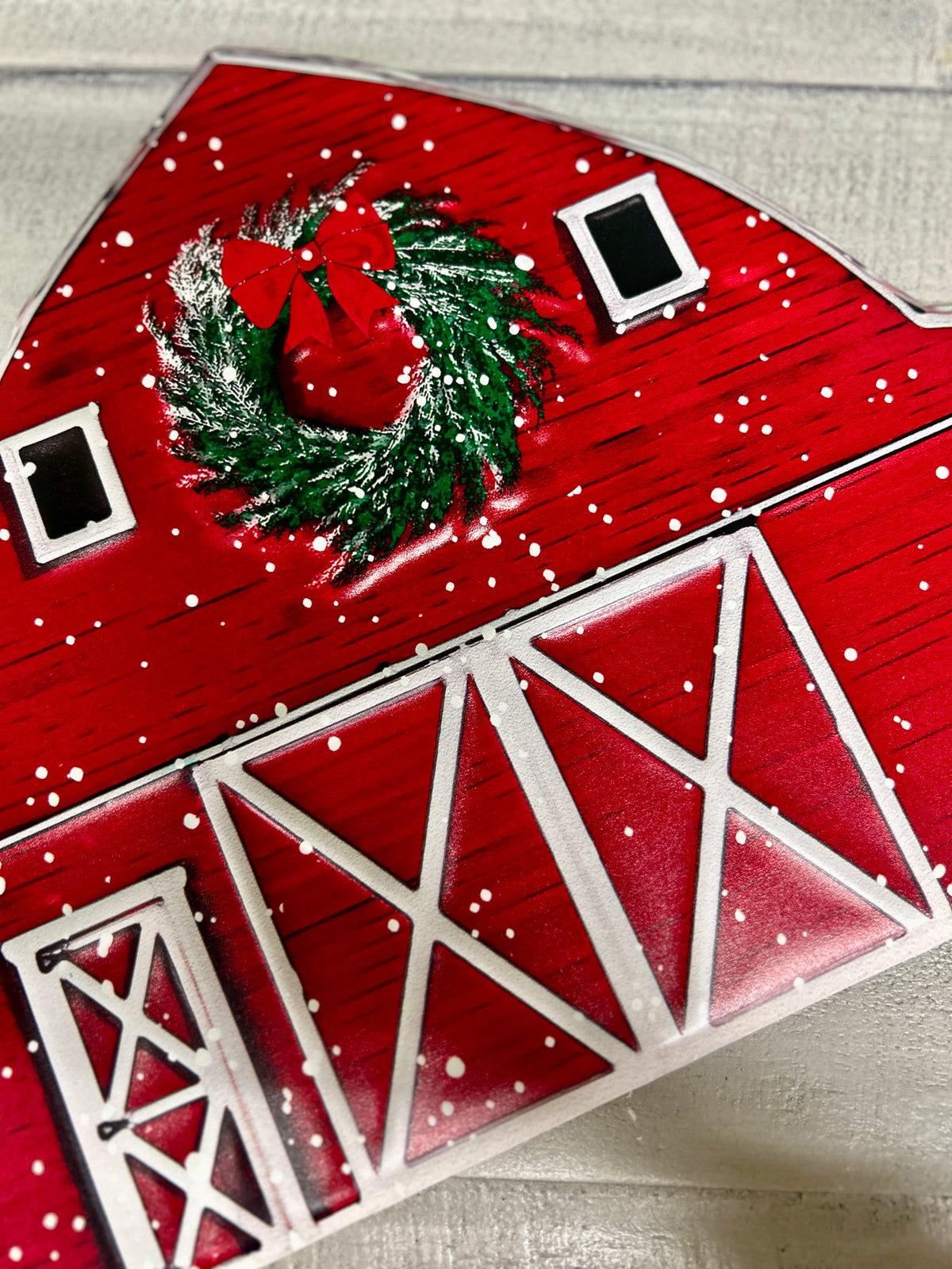 12 Inch Metal Red Winter Barn Sign