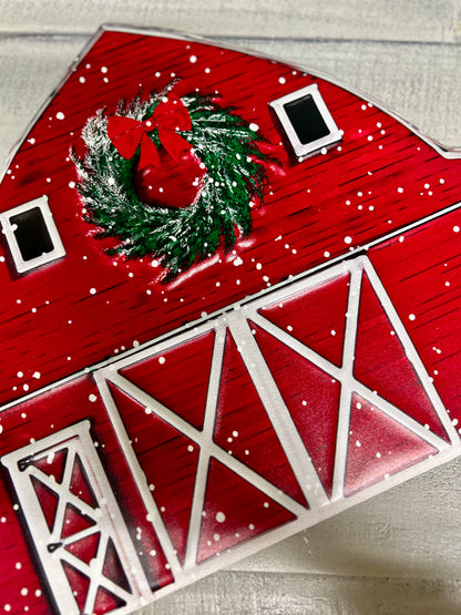 12 Inch Metal Red Winter Barn Sign