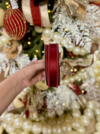 John Mark 1 Inch By 10 Yard Burgundy Satin Double Fused Ribbon