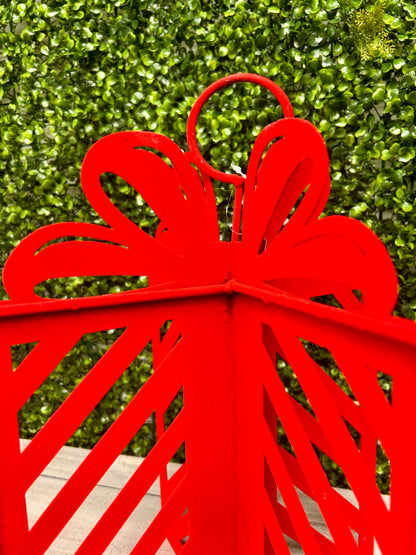 Metal Red And White Flocked Dimensional Gift Box Two Assorted