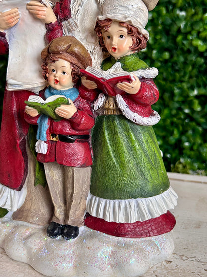 11 Inch Lighted Resin Holiday Carolers Figurine