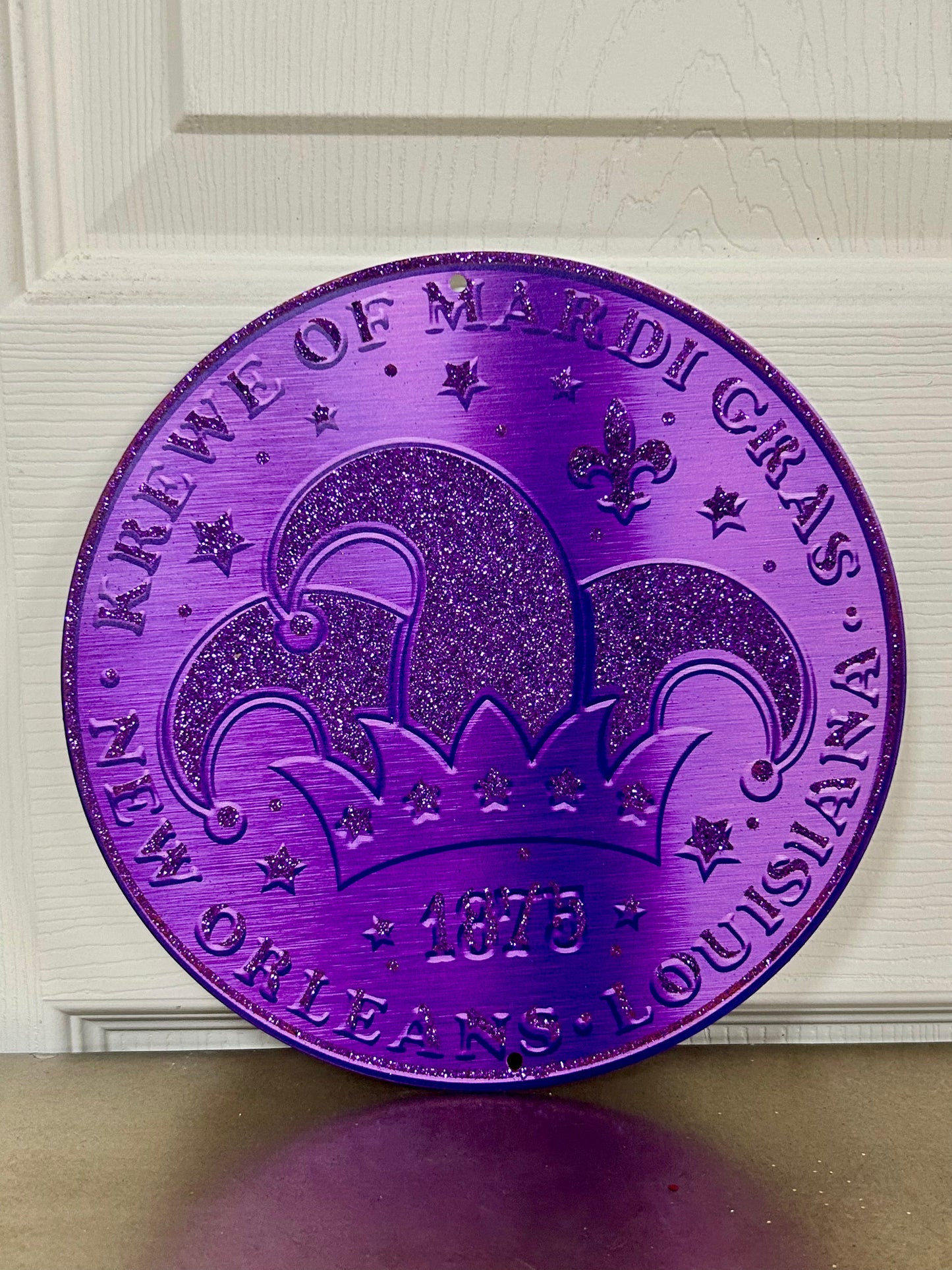 8 Inch Purple Mardi Gras Jester Hat Coin Sign
