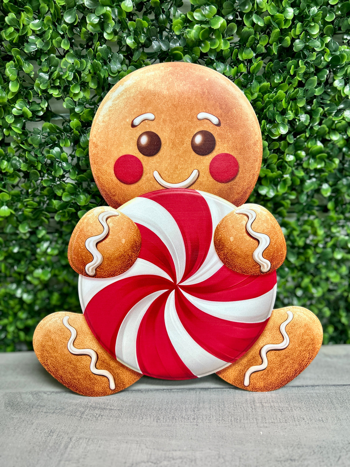 12 Inch Red White And Brown Gingerbread Candy Sign