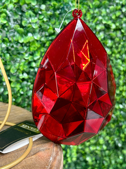6 Inch Red Acrylic Rain Drop Diamond Ornament